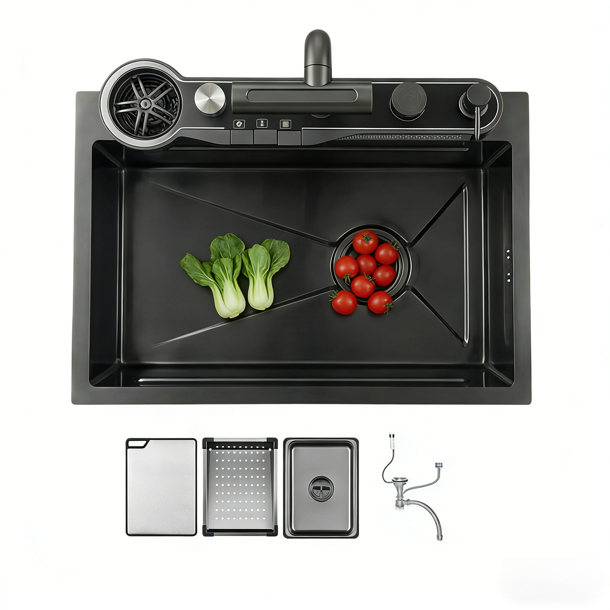 Lavaplatos HomeMaster 6845 Black Tamaño medio, diseño elegante, acero inox 304 x 1 Und