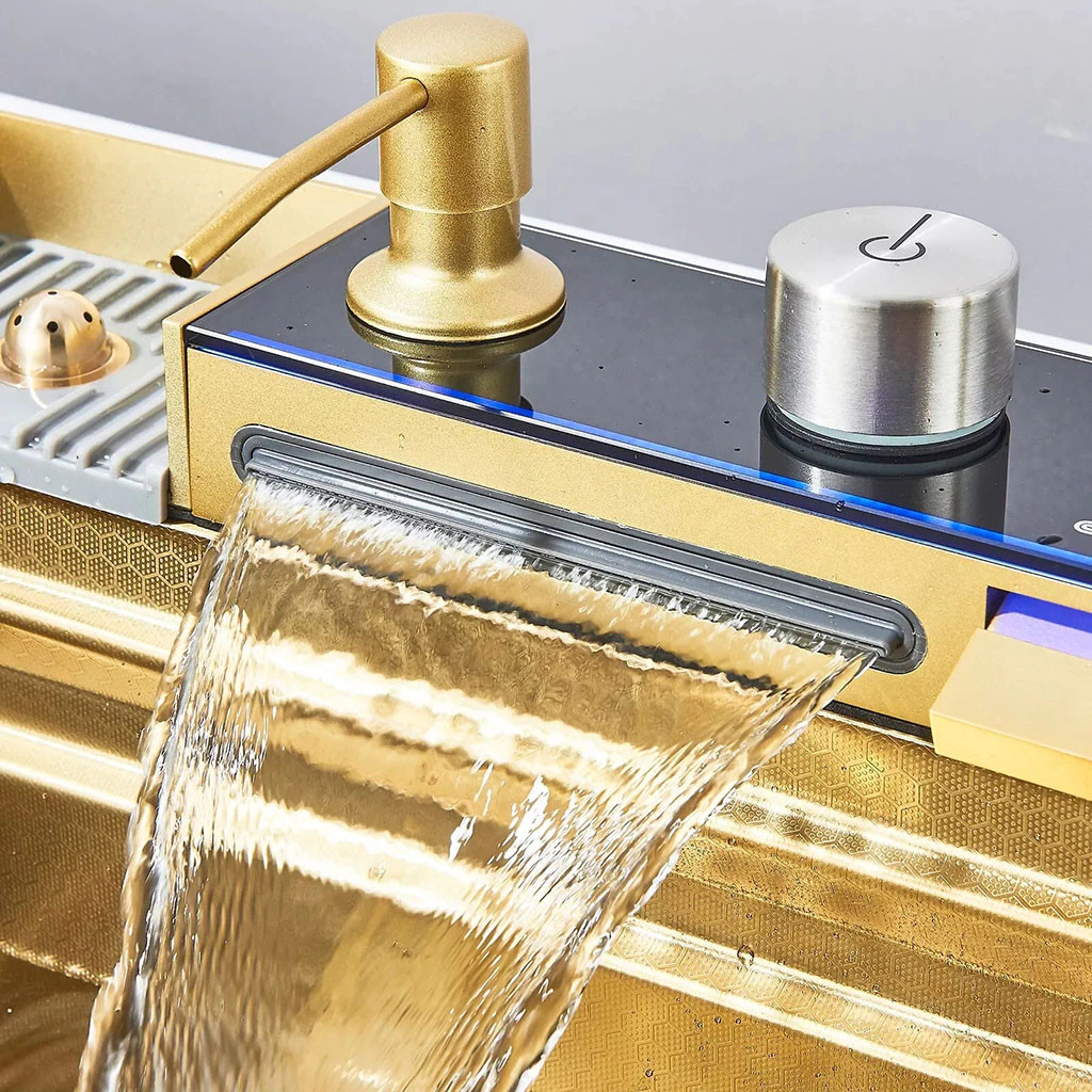 Lavaplatos funcional JetChef Luxury Gold 75x45 Acabado oro premium, estación de cocina de lujo acero inox 304 x 1 und - Image 7