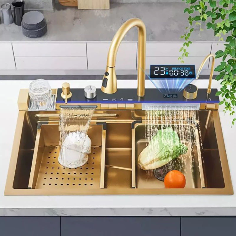 Lavaplatos funcional JetChef Luxury Gold 75x45 Acabado oro premium, estación de cocina de lujo acero inox 304 x 1 und - Image 6